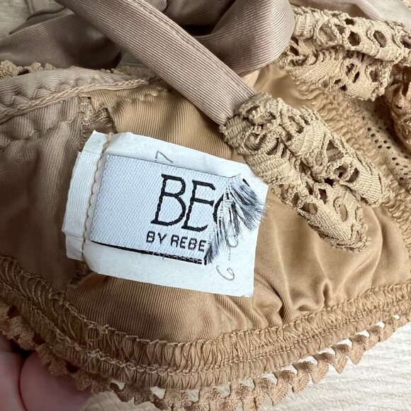 NWOT BECCA By Rebecca Virtue Boho Crochet Bikini Top Tie Back Adjustable S - Picture 2 of 7